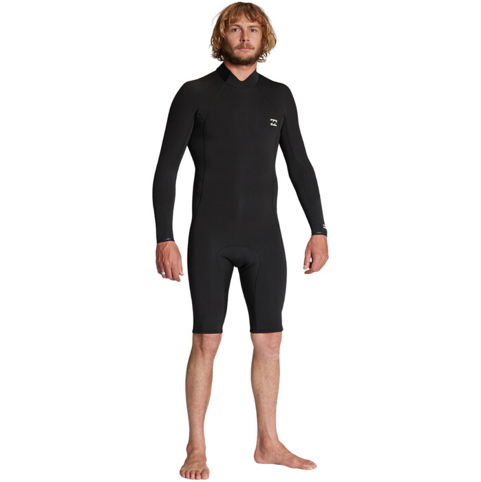 2024 Billabong Hombres Absolute 2/2mm Back Zip Manga Larga Shorty Neopreno ABYW400121 - Black